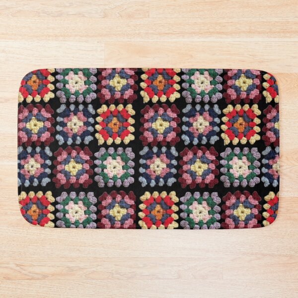 Item preview, Black Multi-color Granny Square Crochet Collage designed and sold by Licorice Moon.