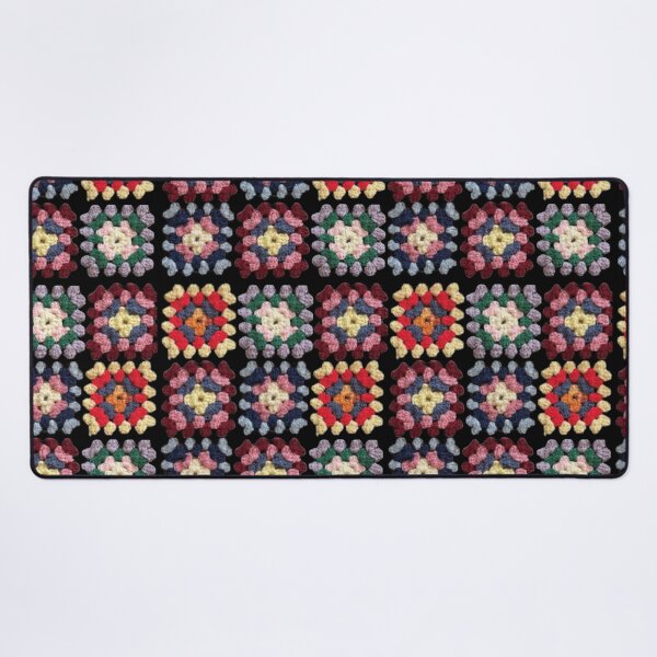 Item preview, Black Multi-color Granny Square Crochet Collage designed and sold by Licorice Moon.
