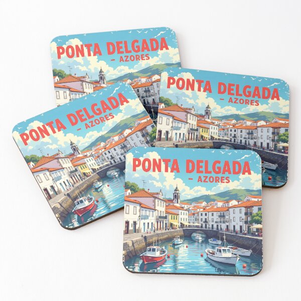 Item preview, Ponta Delgada, Azores, Portugal: Vintage-Style Painterly Travel Poster designed and sold by LSVart.