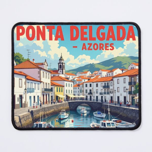 Item preview, Ponta Delgada, Azores, Portugal: Vintage-Style Painterly Travel Poster designed and sold by LSVart.