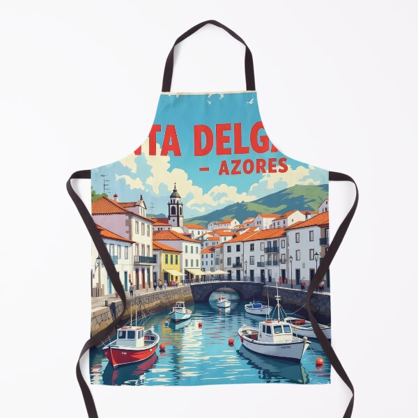 Item preview, Ponta Delgada, Azores, Portugal: Vintage-Style Painterly Travel Poster designed and sold by LSVart.