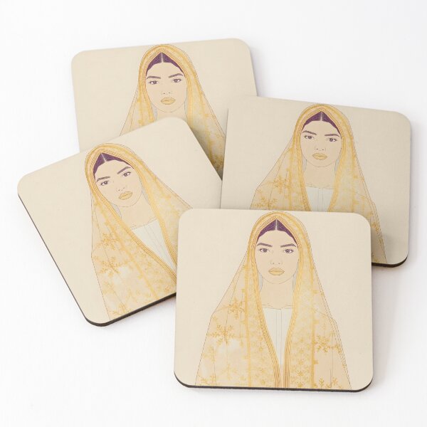 Item preview, Elegant Moroccan Woman in Golden Veil - Minimalist Cultural Portrait designed and sold by ​VibeCanvas Studio.