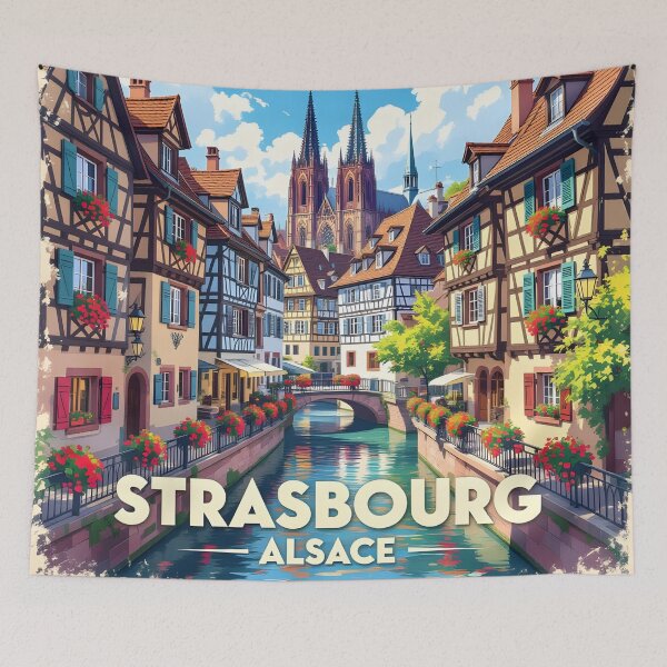 Item preview, Strasbourg, Alsace, France: Vintage-Style Painterly Travel Poster designed and sold by LSVart.