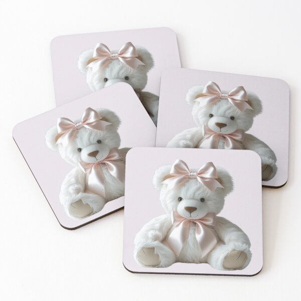 Item preview, Small Kawaii White Plush Toy with Pastel Pink Bow – Cute Cuddly Toy, Sweet and Romantic Gift, Cute & Cozy Illustration designed and sold by M.M.A DIGITAL BOUTIQUE.