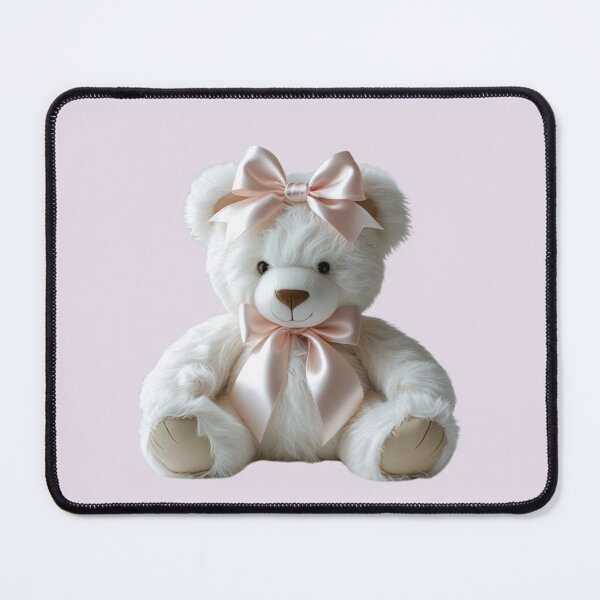Item preview, Small Kawaii White Plush Toy with Pastel Pink Bow – Cute Cuddly Toy, Sweet and Romantic Gift, Cute & Cozy Illustration designed and sold by M.M.A DIGITAL BOUTIQUE.