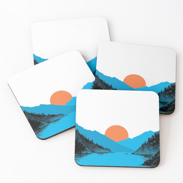 Item preview, Minimalist Japanese Mountain Sunset Blue Phone Wallpaper designed and sold by R&B Art and design.