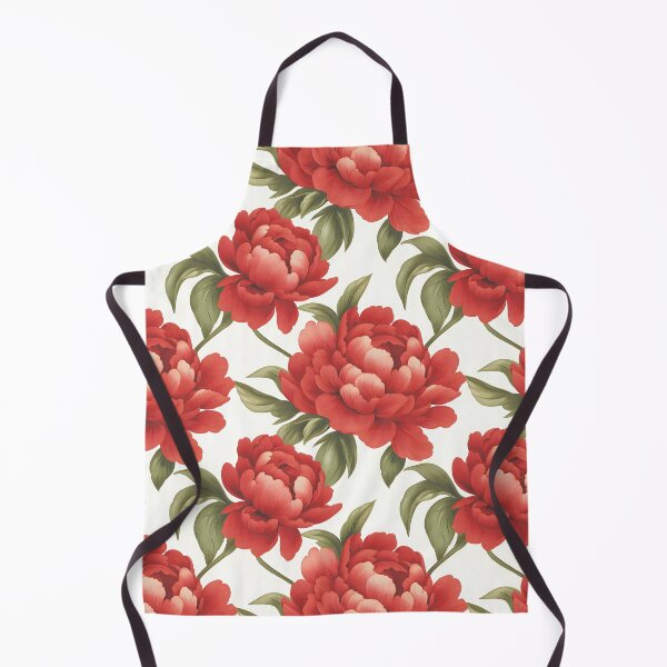 Item preview, The image showcases a seamless pattern of large, vibrant red peonies with lush green leaves, creating a classic and elegant floral design against a plain white backdrop. designed and sold by rujlaphusstudio.