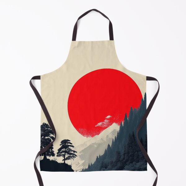 Item preview, Minimalist Japanese Mountain Valley with Giant Red Sun designed and sold by R&B Art and design.