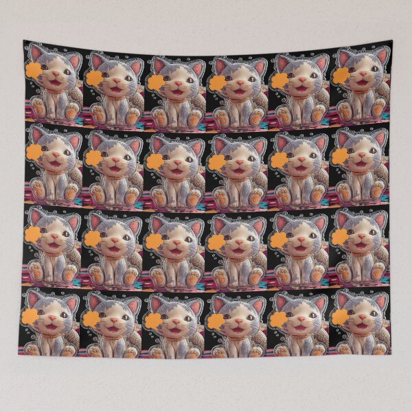 Item preview, Cute Comic Kitten with Speech Bubble Illustration designed and sold by Grafititee.