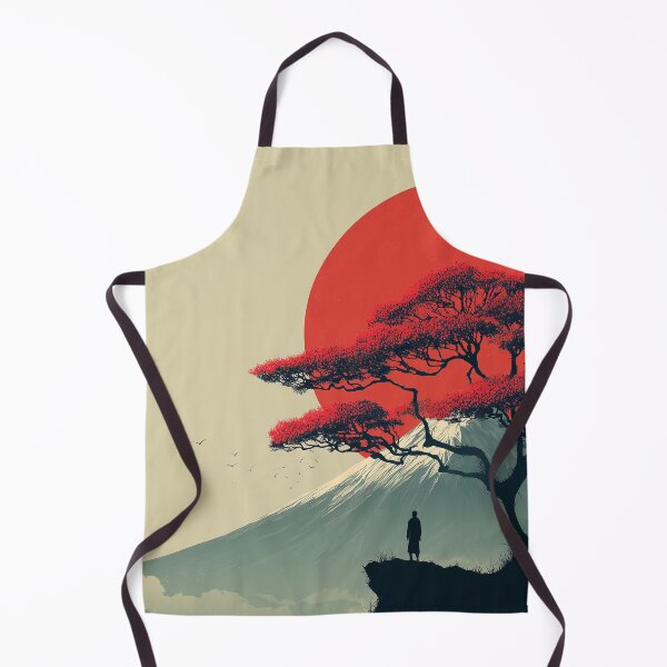Item preview, Minimalist Mount Fuji Silhouette with Red Tree and Cliff Figure designed and sold by R&B Art and design.