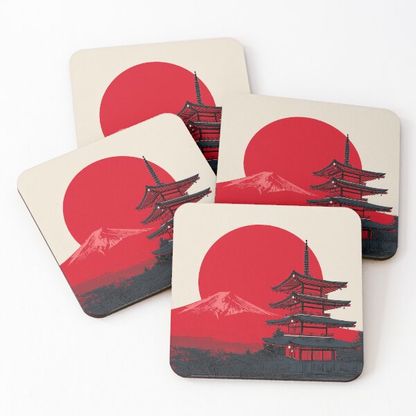 Item preview, Minimalist Japanese Pagoda and Mount Fuji Silhouette designed and sold by R&B Art and design.