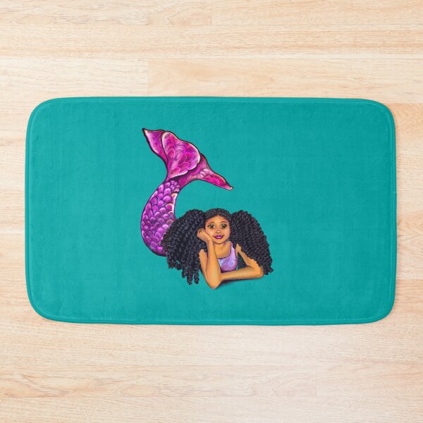 Item preview, Mermaid with brown skin and  curly Afro hair designed and sold by Artonmytee.