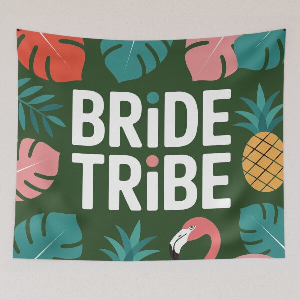 Item preview, Bride Tribe Tropical Design – Fun Bachelorette Party Shirt with Flamingo and Pineapple designed and sold by HappySproutArt.