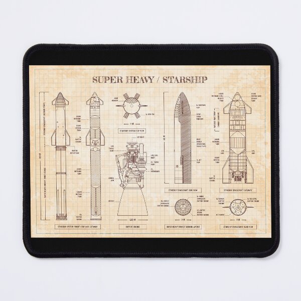 Item preview, SPACEX: Super Heavy / Starship (Old Blue Grid Burgundy) designed and sold by BGALAXY.