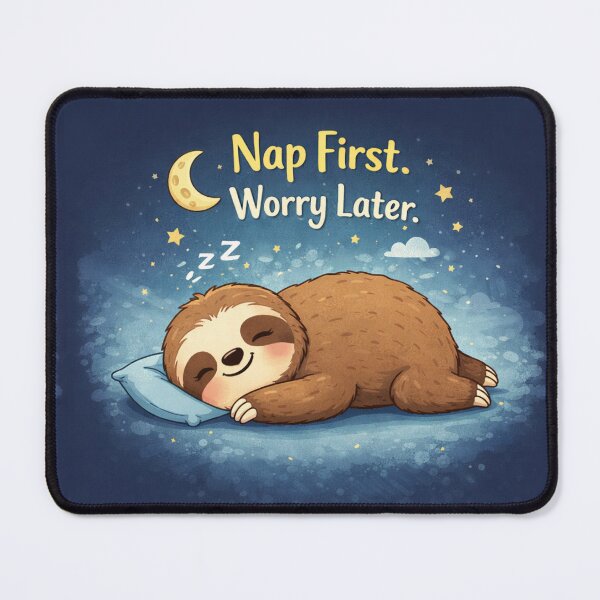 Item preview, Nap First Worry Later – Cute Sleeping Sloth Night designed and sold by PunchDrop.