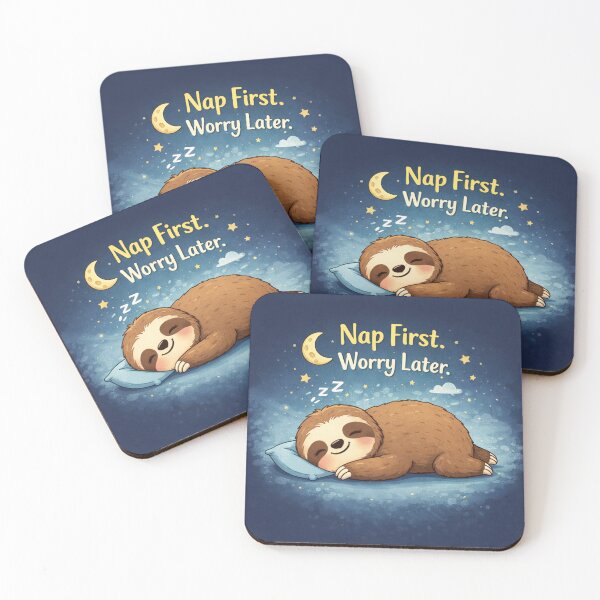 Item preview, Nap First Worry Later – Cute Sleeping Sloth Night designed and sold by PunchDrop.