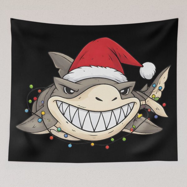 Item preview, Funny Christmas Shark Santa Hat Grinning Great White Holiday Humor designed and sold by DrawHandArt.
