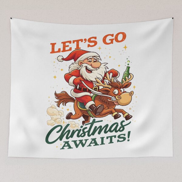 Item preview, Funny Santa Claus Let's Go Christmas Retro Holiday Spirit Graphic designed and sold by DrawHandArt.
