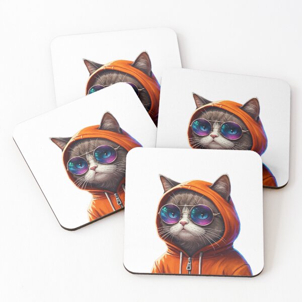 Item preview, Cool Cat in Orange Hoodie – Neon City Night Art designed and sold by Articooler.