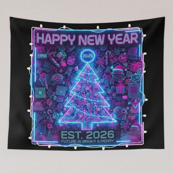 Item preview, 2026 Christmas Era - Futuristic Holiday Sticker Bomb designed and sold by FUIRY .