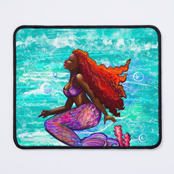 Item preview, Mermaid with red Afro hair relaxing underwater  designed and sold by Artonmytee.
