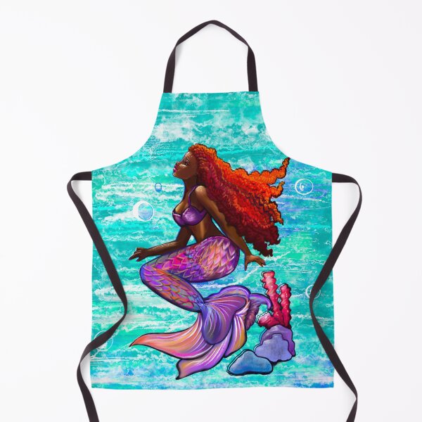 Item preview, Mermaid with red Afro hair relaxing underwater  designed and sold by Artonmytee.
