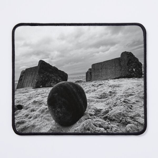 Item preview, Old Sea Defences, Roseisle Beach Moray – Black & White Coastal Photo designed and sold by KentonDesignsUK.