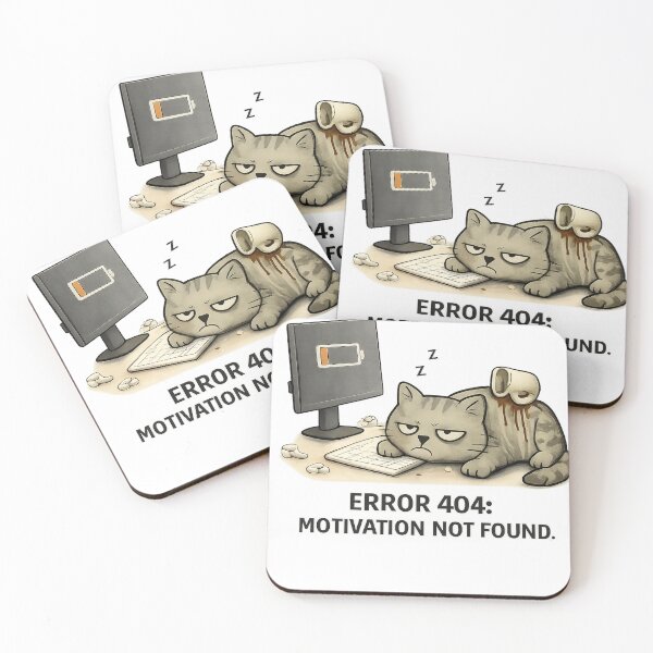 Item preview, Error 404 Motivation Not Found – Funny Grumpy Cat Work Humor Design designed and sold by WerkstattWitz.