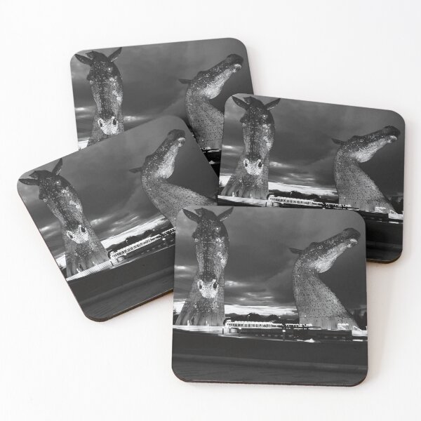 Item preview, The Kelpies, Falkirk – Black & White Night Photography Scotland designed and sold by KentonDesignsUK.