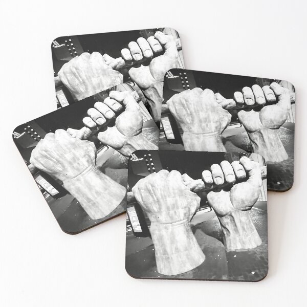 Item preview, Hands Sculpture, Cardiff – Black & White Urban Night Photo designed and sold by KentonDesignsUK.