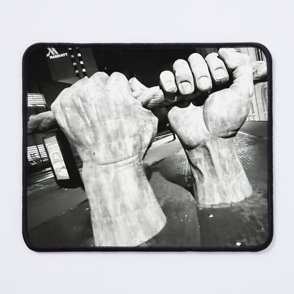 Item preview, Hands Sculpture, Cardiff – Black & White Urban Night Photo designed and sold by KentonDesignsUK.