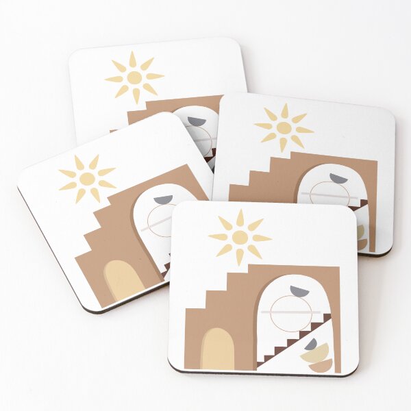 Item preview, Abstract Sun and Geometric Architecture Shapes in Soft Earthy Art designed and sold by NiceDigital.