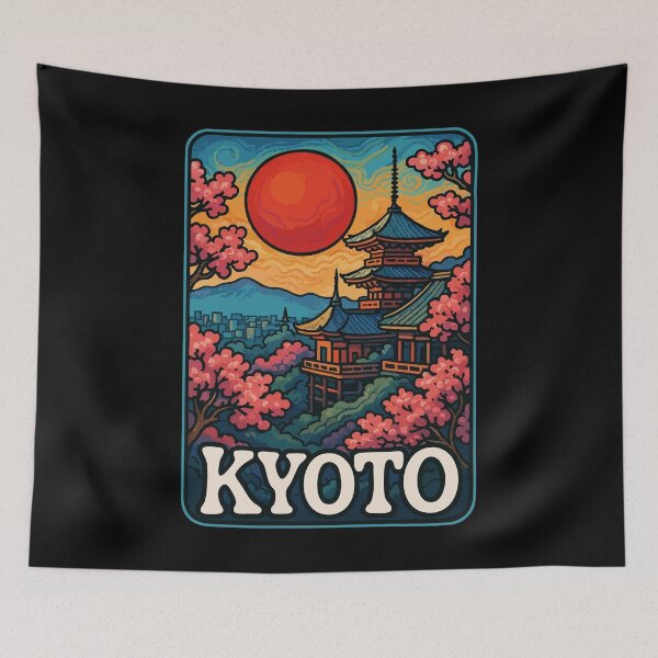 Item preview, Kyoto Japan Retro Trippy Art Travel designed and sold by TomFrontierArt.