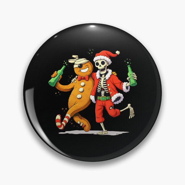 Item preview, Skeleton Santa and Gingerbread Man Beer - Funny Creepy Christmas Party designed and sold by DrawHandArt.