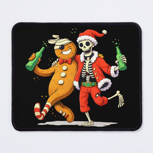 Item preview, Skeleton Santa and Gingerbread Man Beer - Funny Creepy Christmas Party designed and sold by DrawHandArt.