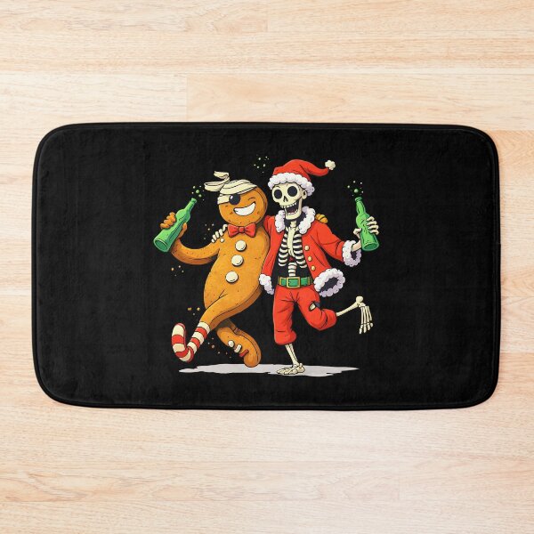 Item preview, Skeleton Santa and Gingerbread Man Beer - Funny Creepy Christmas Party designed and sold by DrawHandArt.