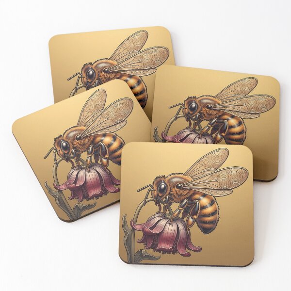 Item preview, Pollinating Bee Flower Detailed Natural Art designed and sold by OneMillionSpot.