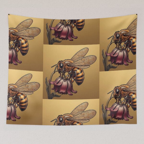 Item preview, Pollinating Bee Flower Detailed Natural Art designed and sold by OneMillionSpot.