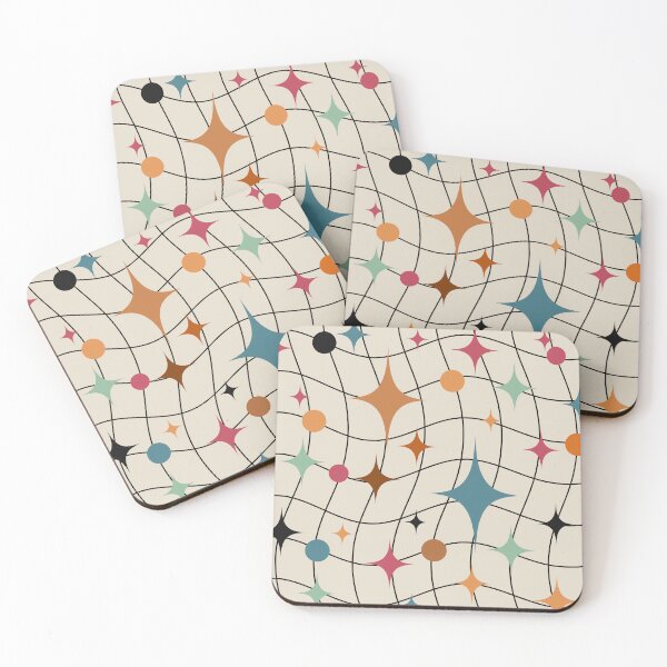 Item preview, Retro Mid-Century Modern Abstract Starburst and Wavy Grid Pattern designed and sold by DeeLulu.