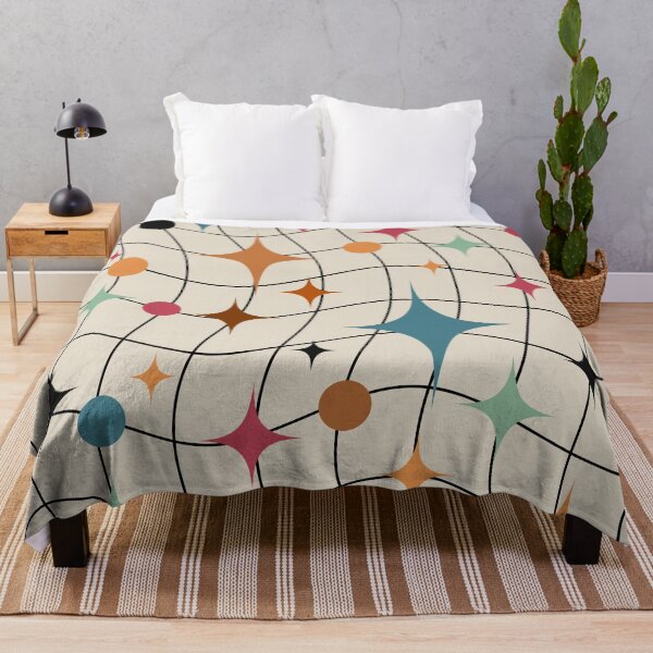 Item preview, Retro Mid-Century Modern Abstract Starburst and Wavy Grid Pattern designed and sold by DeeLulu.