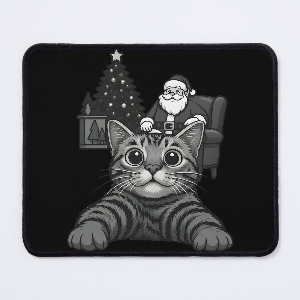 Item preview, Giant Tabby Cat Christmas Cute Santa Claus Holiday Selfie designed and sold by DrawHandArt.