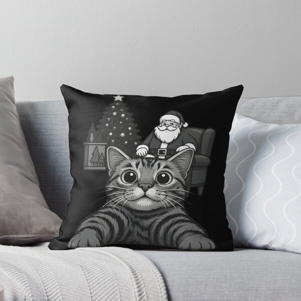 Item preview, Giant Tabby Cat Christmas Cute Santa Claus Holiday Selfie designed and sold by DrawHandArt.