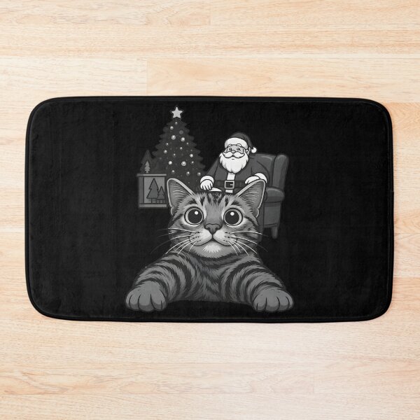 Item preview, Giant Tabby Cat Christmas Cute Santa Claus Holiday Selfie designed and sold by DrawHandArt.