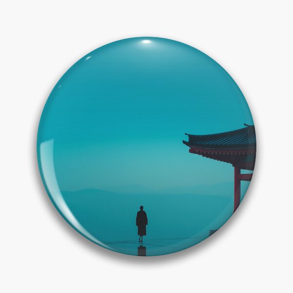 Item preview, Minimalist Japanese Temple Reflection in Teal designed and sold by R&B Art and design.