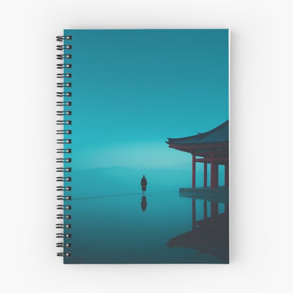 Item preview, Minimalist Japanese Temple Reflection in Teal designed and sold by R&B Art and design.