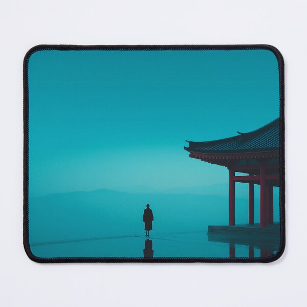 Item preview, Minimalist Japanese Temple Reflection in Teal designed and sold by R&B Art and design.