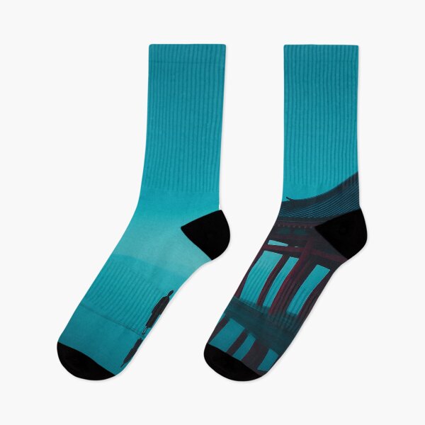 Item preview, Minimalist Japanese Temple Reflection in Teal designed and sold by R&B Art and design.