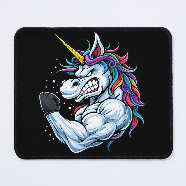 Item preview, Angry Muscular Unicorn Boxing Gym Fitness Rainbow Mascot Art designed and sold by DrawHandArt.