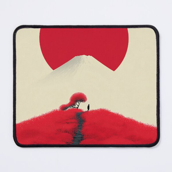 Item preview, Minimalist Red Flower Field with Mount Fuji and Giant Sun designed and sold by R&B Art and design.