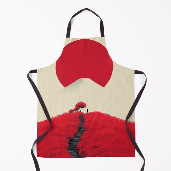 Item preview, Minimalist Red Flower Field with Mount Fuji and Giant Sun designed and sold by R&B Art and design.